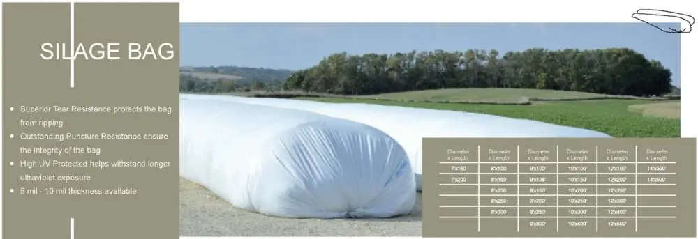 Plastic silage silo agriculture storage bags corn silage bagging silo grain sleeve bag