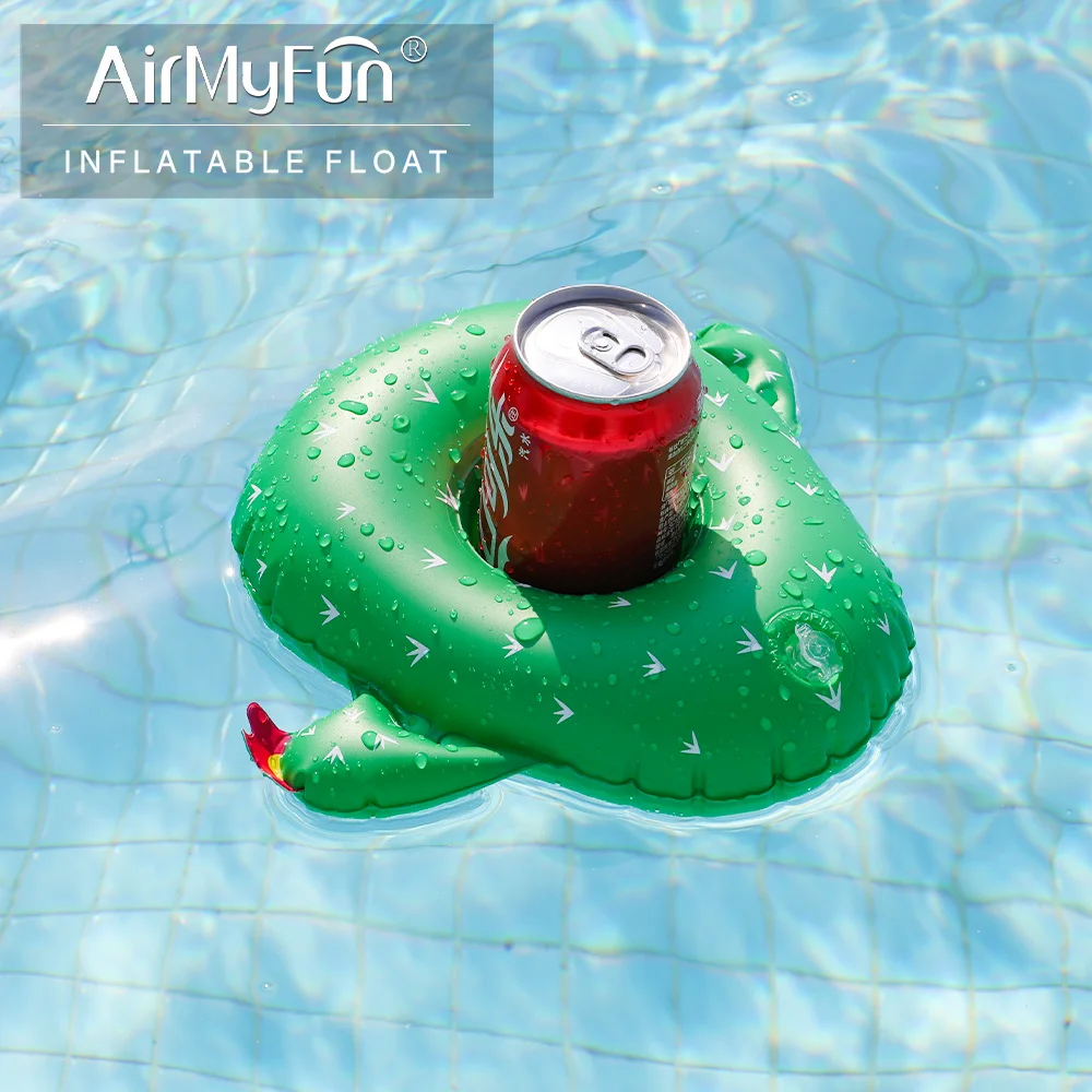 Double Hole Floating Custom Inflatable Drink Holder Lovely Cactus Shape Inflatable Cup Holder For Water Pool Party