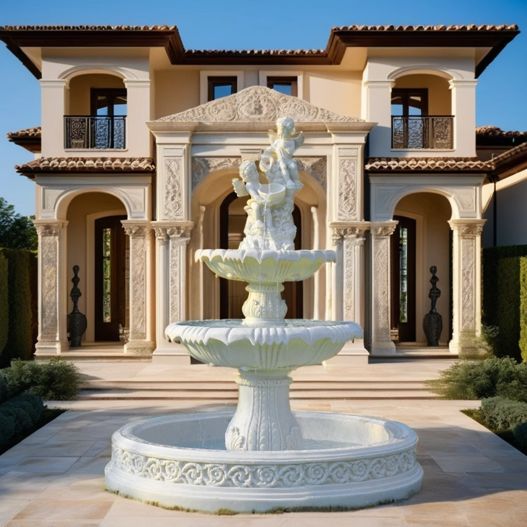 HZX Outdoor Modern Design Sunred Marble Lady Water Fountain Natural Stone Statue