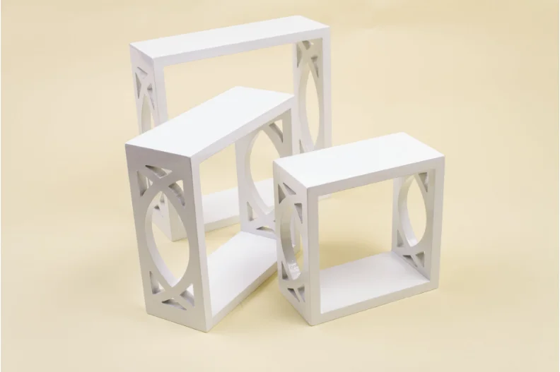 Home decorative E1 MDF  wall mounted shelf board and PU paint set3 cd rack