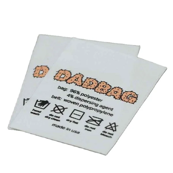 Custom Logo Woven Label Designs Jacquard Wash Care Labels and Hem Tags for Clothes