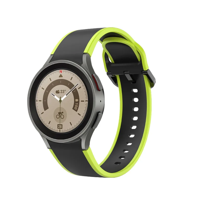 Suitable for Samsung Watch 4/5 dual color matching with curved interface silicone strap 40/44/45 professional dial accessories