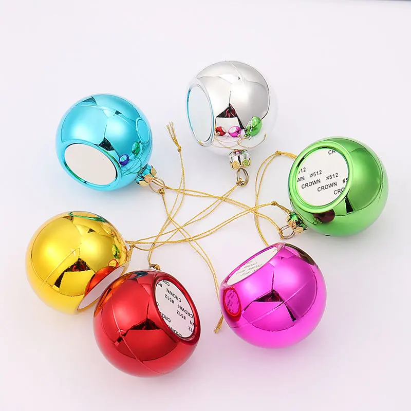 8cm 6cm Home Decoration DIY Design Printable Colorful Hanging XmasTree Ornament Ball blank Sublimation Plastic Christmas Ball