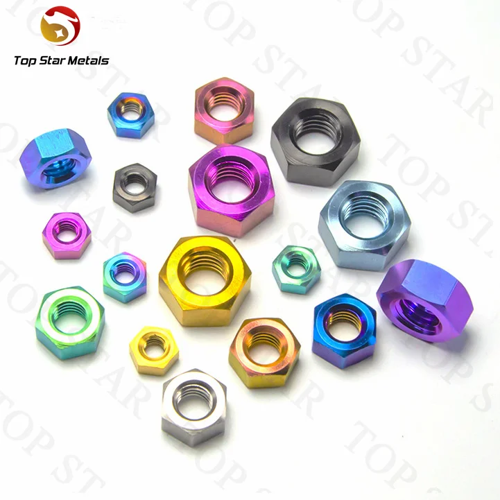 TITST M4 M5 M6 M8 M10 M12 M14 Titanium Flange Nuts Din6923 Ti6Al4V Alloy For Bicycle Bike Motorcycle Car Rear Axle Spacer Nut