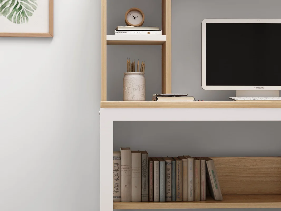 Eco-friendly adult modern office home simple study office writing desk with book shelf