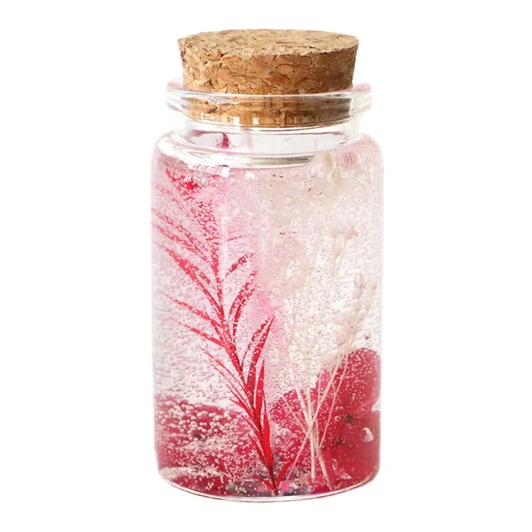 factory customized crystal gel wax dried flowers candle jars present gift real flowers gel wax candle glass