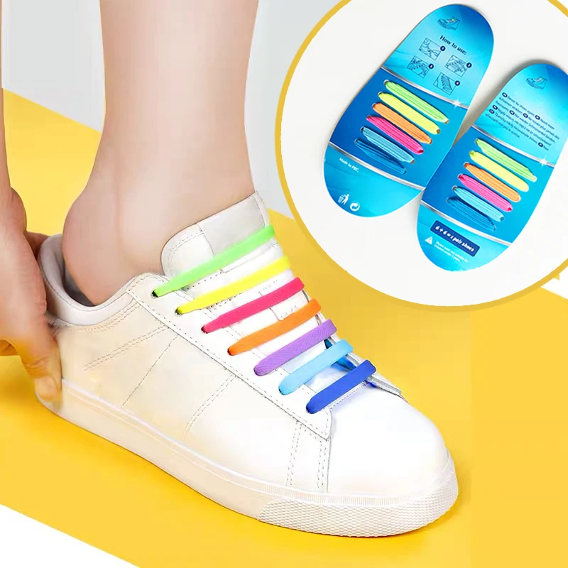No tie wholesale shoe laces elastic shoelaces for sneakers tieless laces