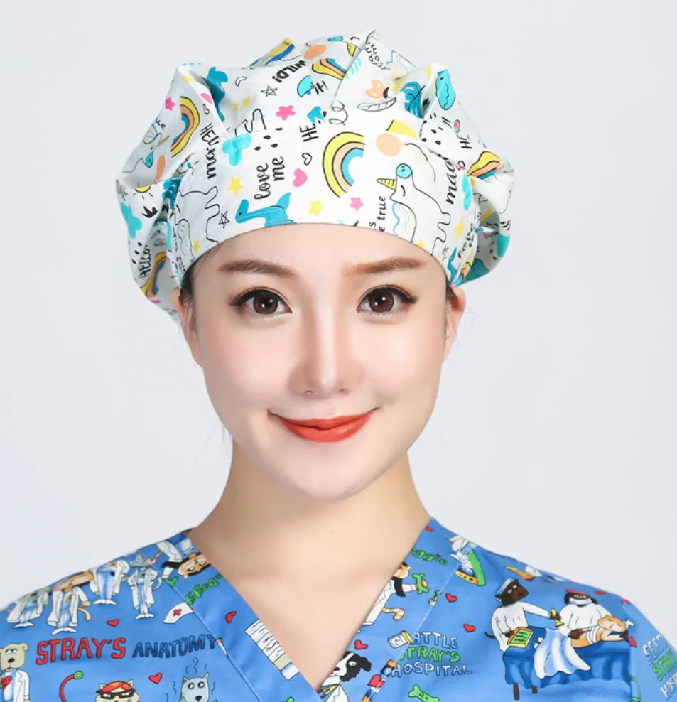  Adjustable Working Hats for Women Men Full Animals Dog Cat Owl Deer Fish Print Nursing Hat With