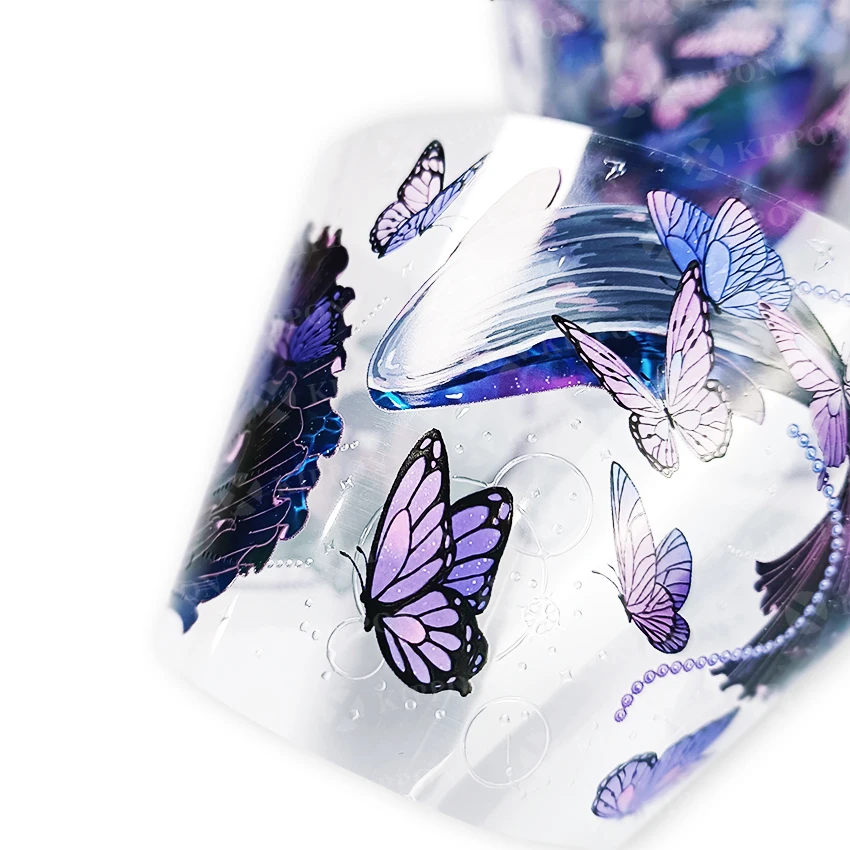 Custom cute decorative journal masking transparent butterfly stickers tape, vinyl washi DIY brand logo PET sticker sheet