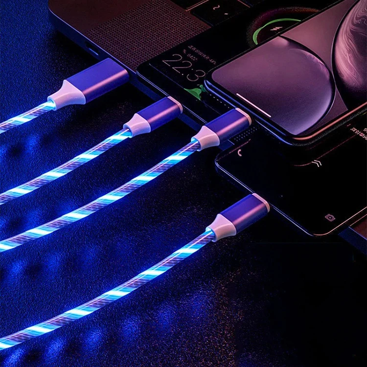 Streamer data cable three-in-one car rgb charging cable 1.2m fast led charging usb cable