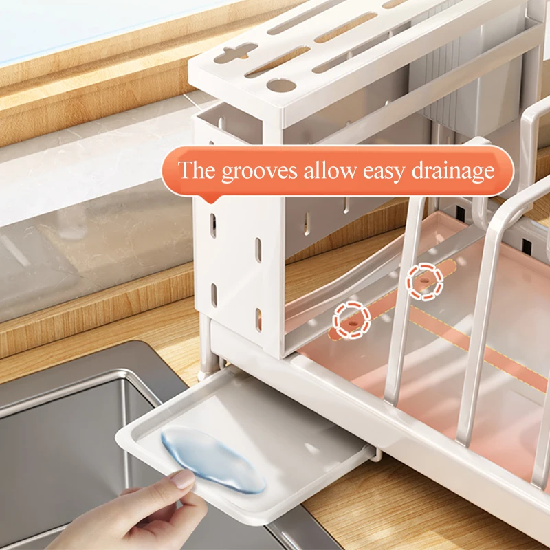 tableware kichen accessories shelf organizer plate tray cabinet adjustable dish drain bowl chopstick knife utensils storage rack