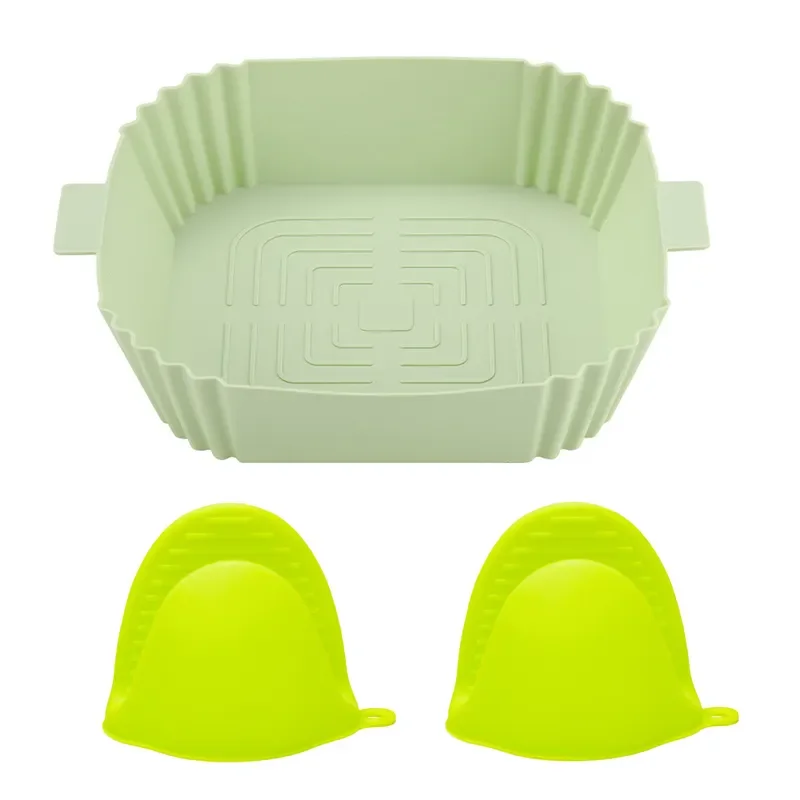 Square reusable silicone air fryer accessories silicone pot basket liner silicone baking pan for air fryer with air circulation