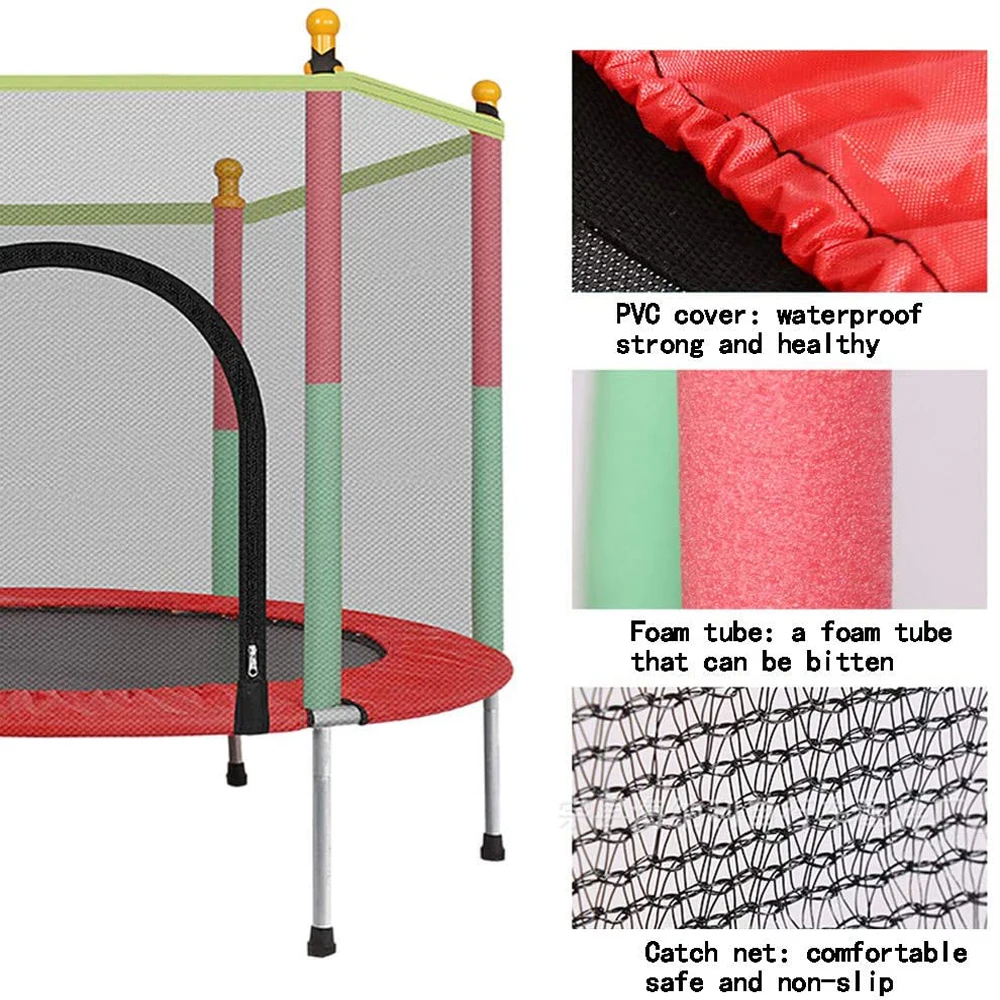 
5FT Kids Trampoline With Enclosure Net Jumping Mat, Sports Fitness Games Trampoline For Kids 
