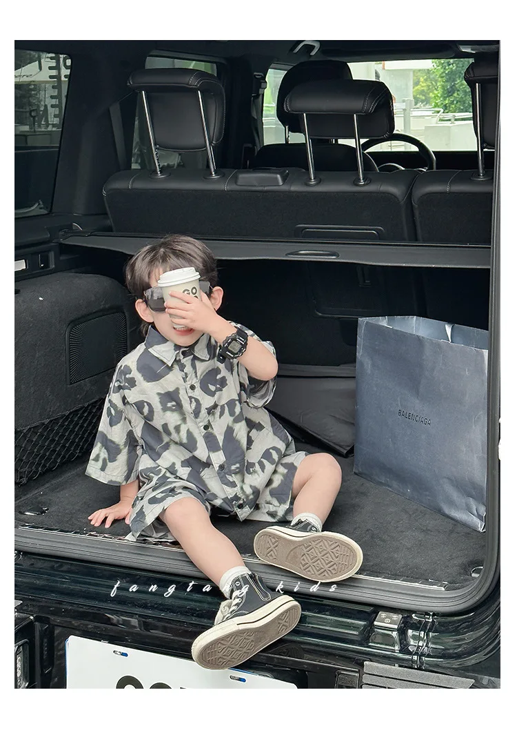 Fashion short sleeve teenage boys clothing sets new style printed boys clothing sets 8 year old to 12 hot sale kids 2 piece sets