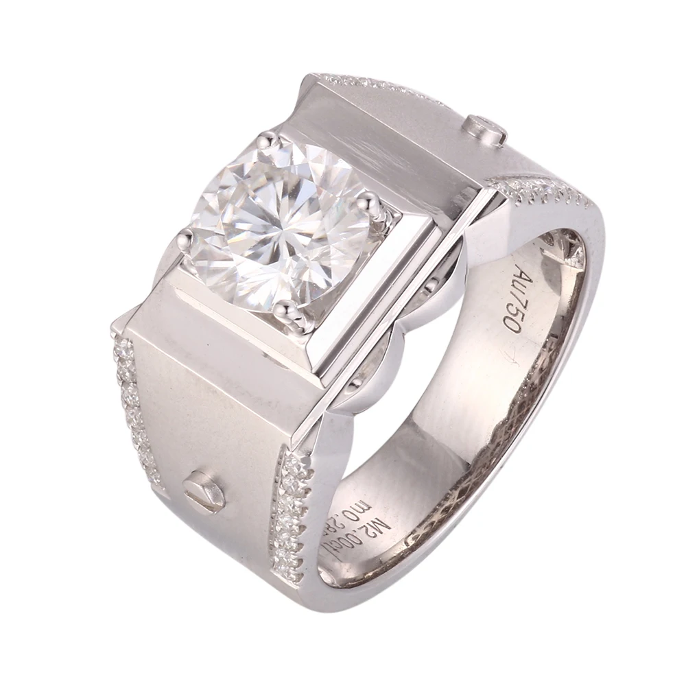 Megan Wholesale  Lab Grown With Moissanite Diamond White Solid 14K 18K Gold Men Rings Custom men jewelry love gift anniversary