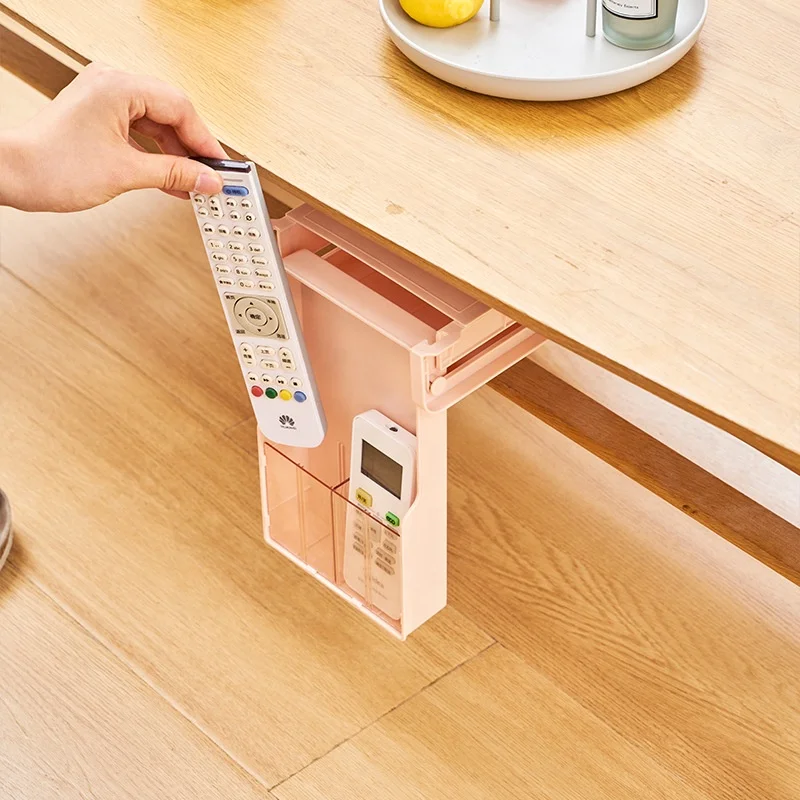 New Creative Self Stick Desk Underdesk Storage Box Hidden Drawer Stationary Sundry Plastic Tray Office Organizer