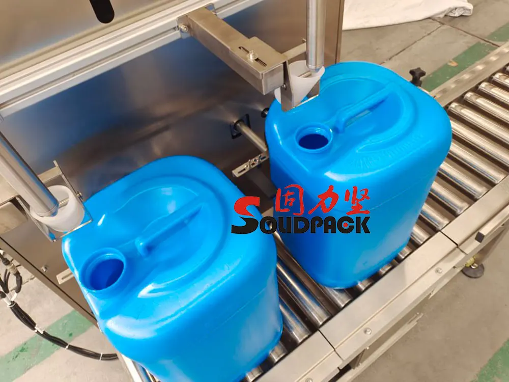 Solidpack double twin head liquid weight filling machine 4 nozzles Production Line For Big Volume Barrels 4 gallon