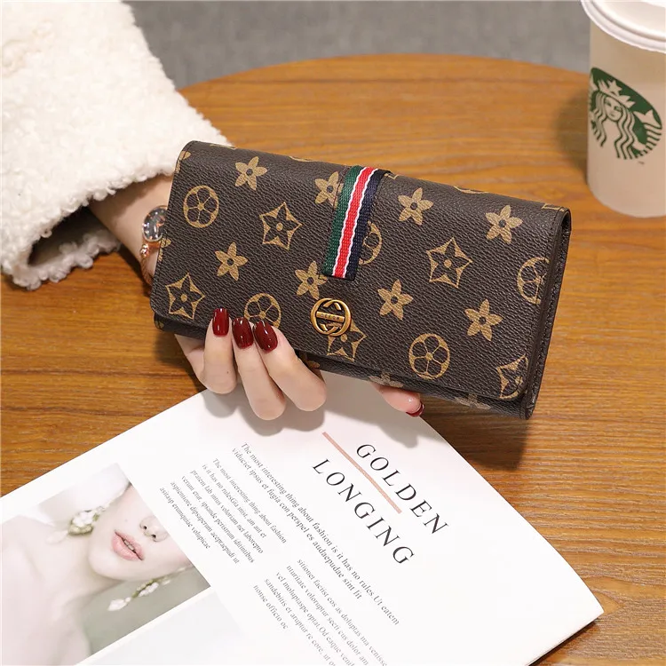 Wholesale designer luxury high quality leather wallets slim card for women fashionable ladies purse genuine