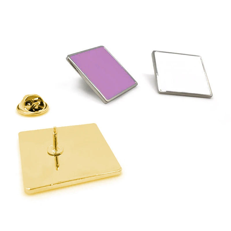 Custom logo Metal Sublimation Golden Silver Round square Blank Plain Lapel Pins