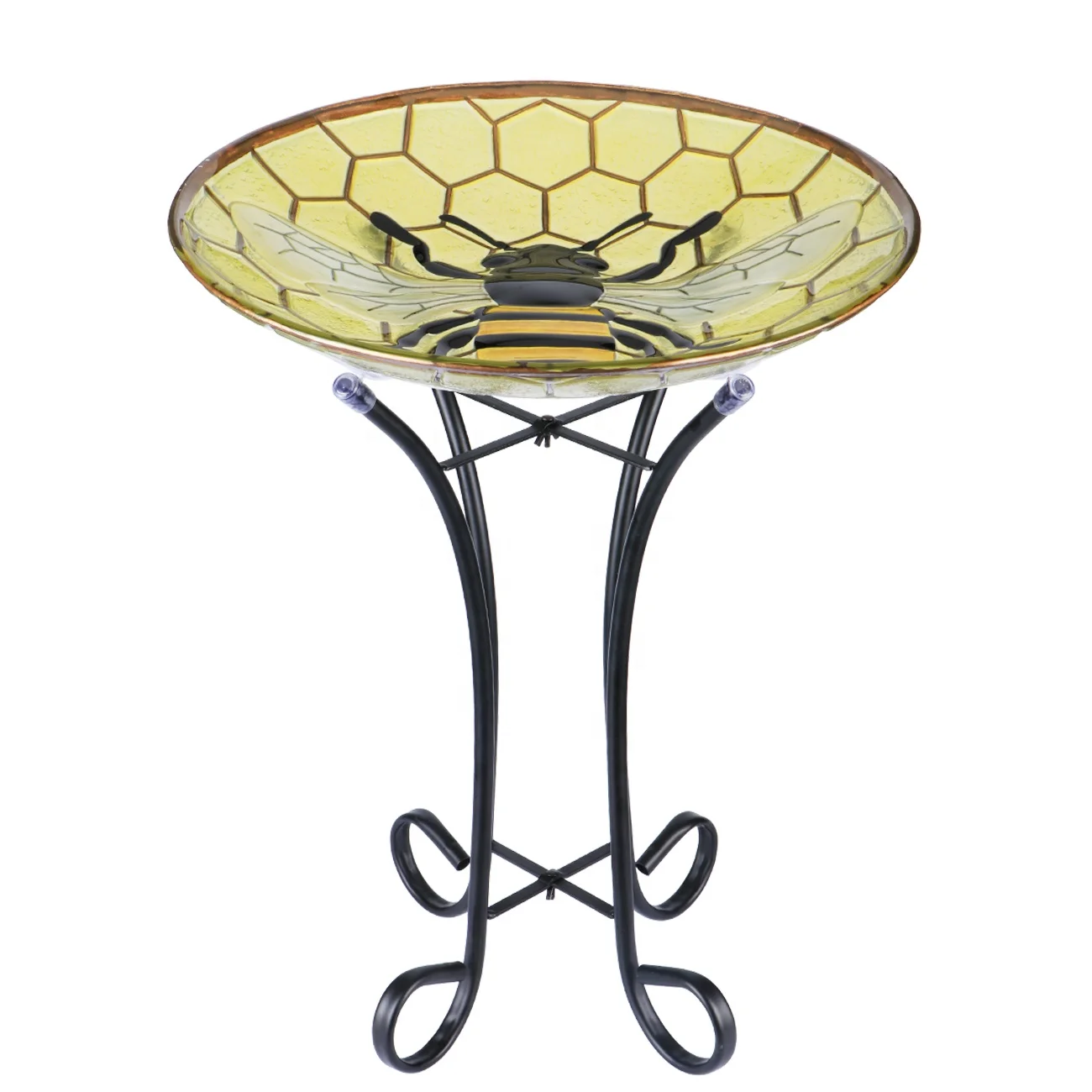 Garden Solar Light Outdoor Metal Stand Glass Bird bath Solar Bee Bird baths
