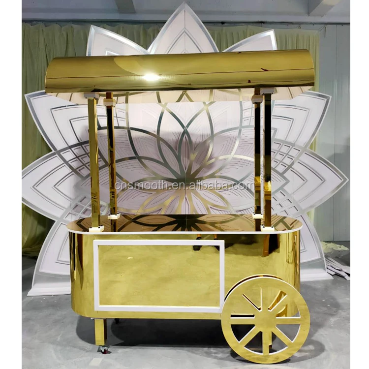 Подвижная витрина для десертов тортов на день рождения Золотое зеркало акриловая конфета сладкая тележка с колесиком