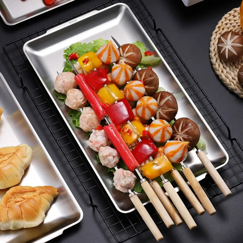 
304 food grade stainless steel rectangular Korean style baking plate 