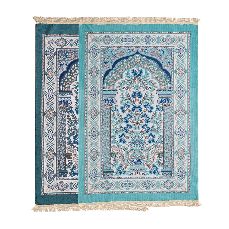 Non-slip Islam Muslim Halal Carpets sajadah prayer mat praying rug islamic velvet chenille prayer mat for eid ramadan