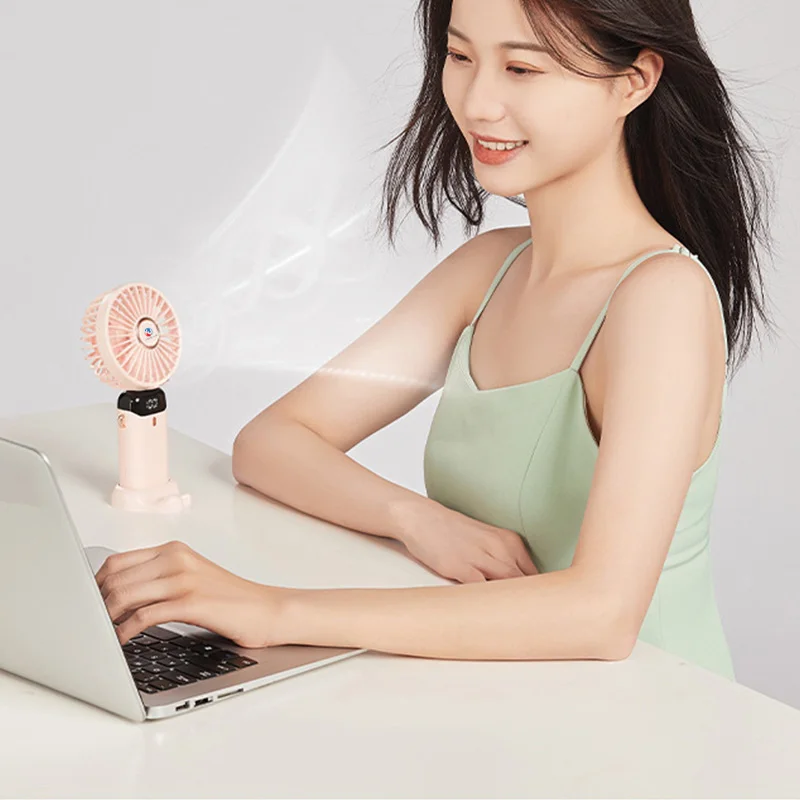Electric Fan Mini Rechargeable Hand Held Fan Mini Portable Fan with Phone Holder