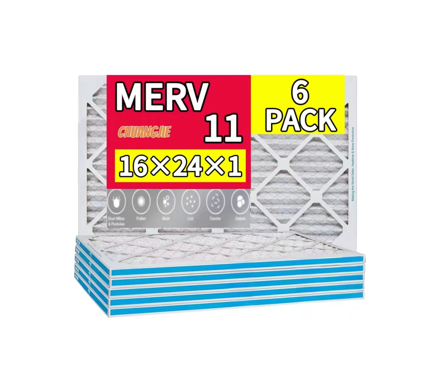 16x24x1 MERV11 IndustrialHVAC filters Electrostatic Pleated Air Conditioner harmful substances such as pollen smoke and bacteria