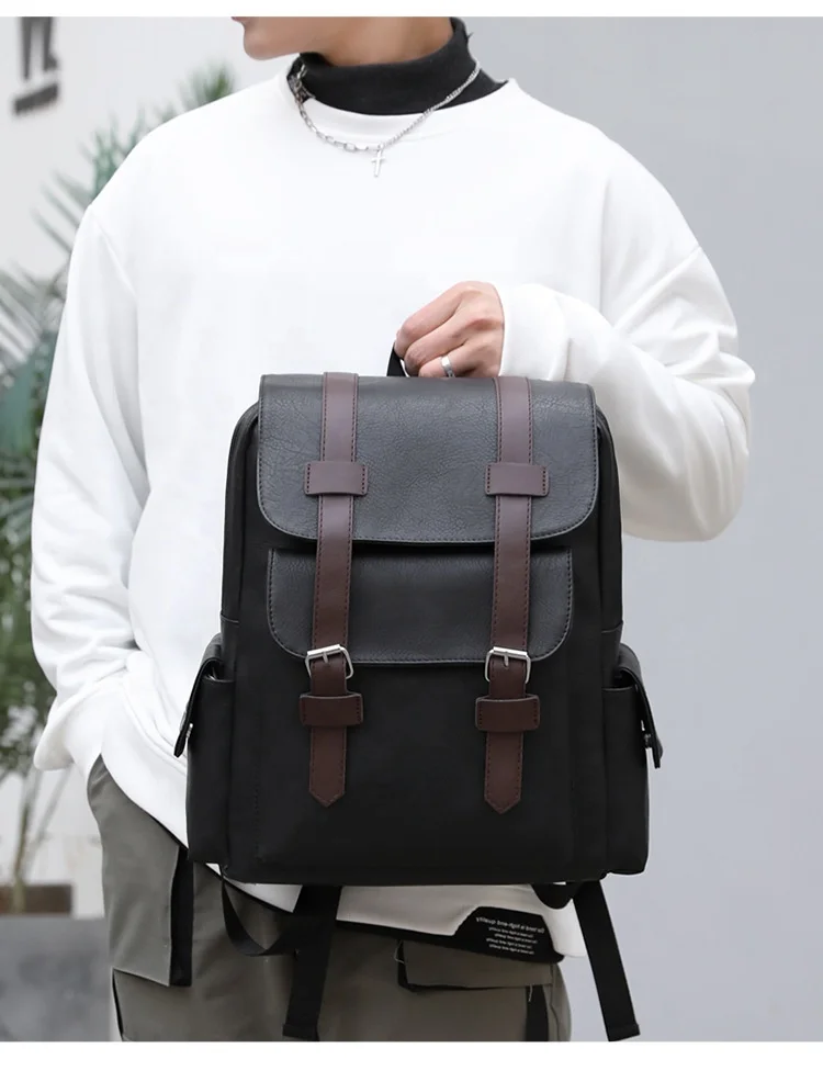Wholesale Leather Laptop School Bags Fashion Waterproof Travel Backpack For Men Women PU College Student Backpack