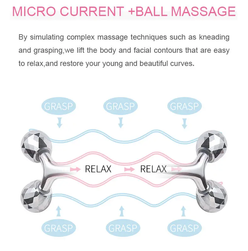 SENKA Private Label Microcurrent V Face Lifting 360 Rotate Manual Roller Facial Massager body 3D Face Massage Roller