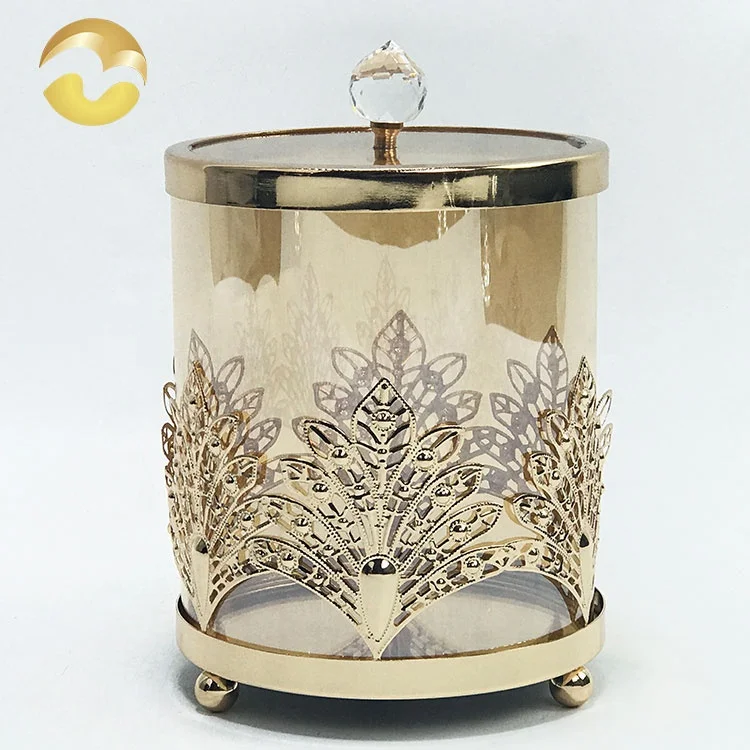 
Rose Gold unique artistic style gold snacks cookie candy storage jar for saving food for jewel box 