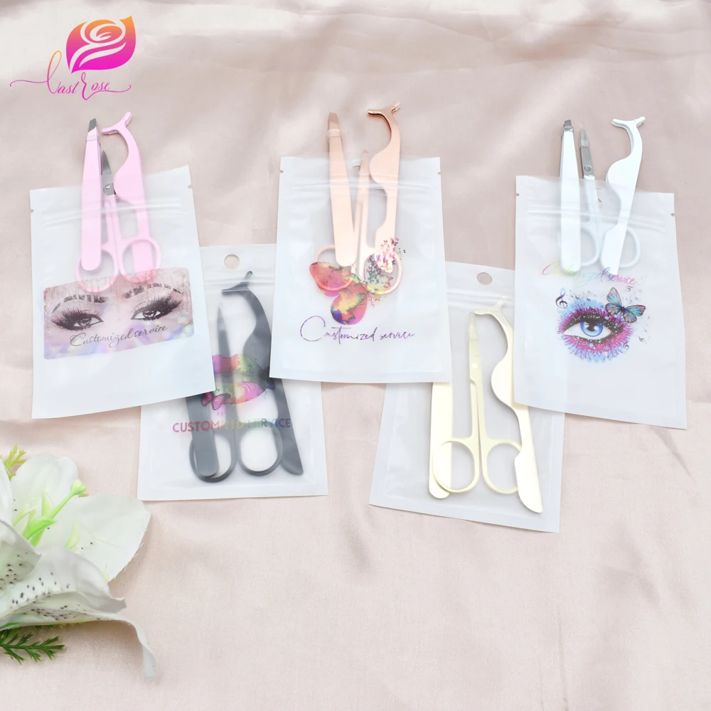 private label pink lashes scissors eyebrow tweezers eyelash applicator set,private logo stainless steel 3pcs lash tweezer kit