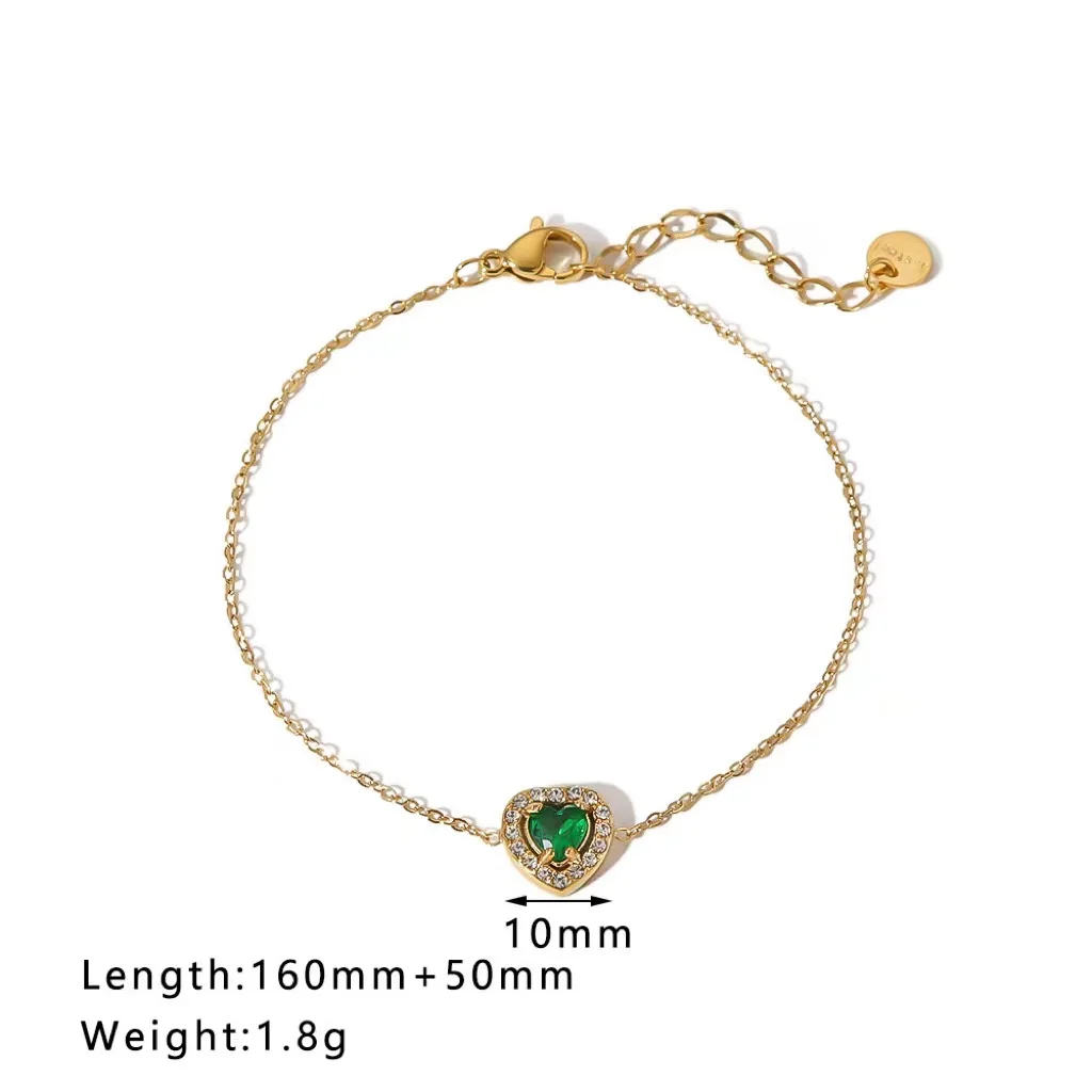 HP Colorful Stainless Steel 18K Gold Plated Love Heart Pendant Bracelets zircon Geometric bracelet