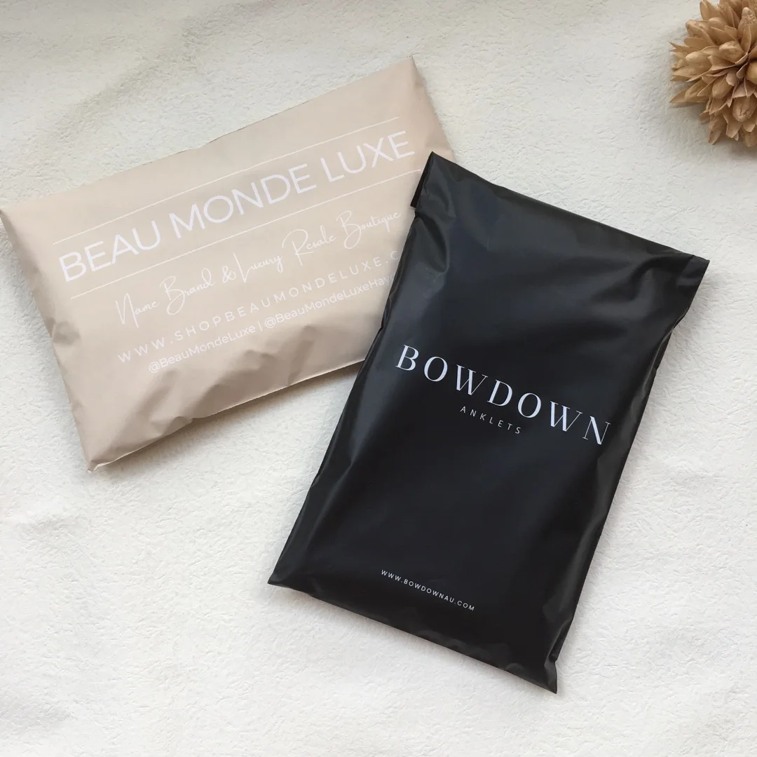 wholesale high quality custom printed poly mailers  strong self adhesive tape bag mailer supplier gold