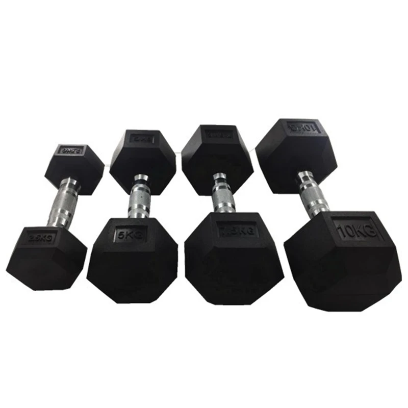  Gym Power Training 10kg 20kg 30kg 40kg Adjustable Black Rubber Hex Dumbbells