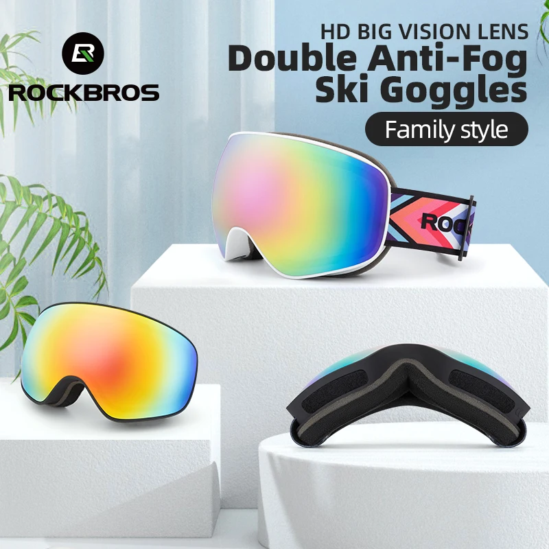 ROCKBROS Ski Glasses Snow Goggles for Kids Adult Double Lens High Quality Ski Polarized Anti-fog Snowboard Goggles