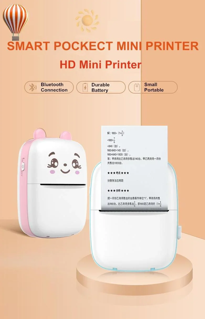 Mini Photo Printer Mini Pocket Concise White Inkless Thermal Label Printer for Android Ios Phone Impressor Printer