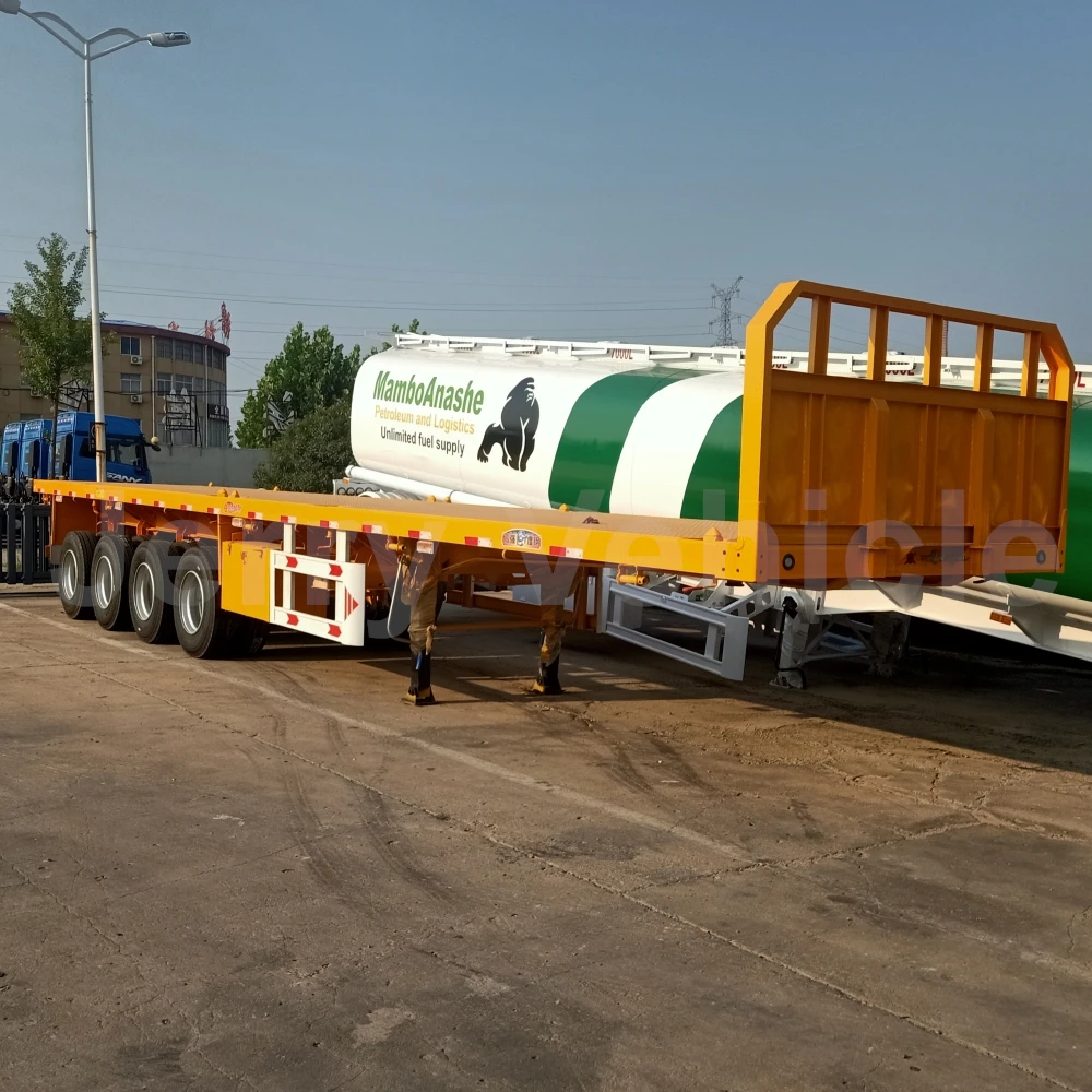4 Axles 40 60 80 100Tons 20ft 40ft container Chassis flat extendable flatbed semi trailer for Sale