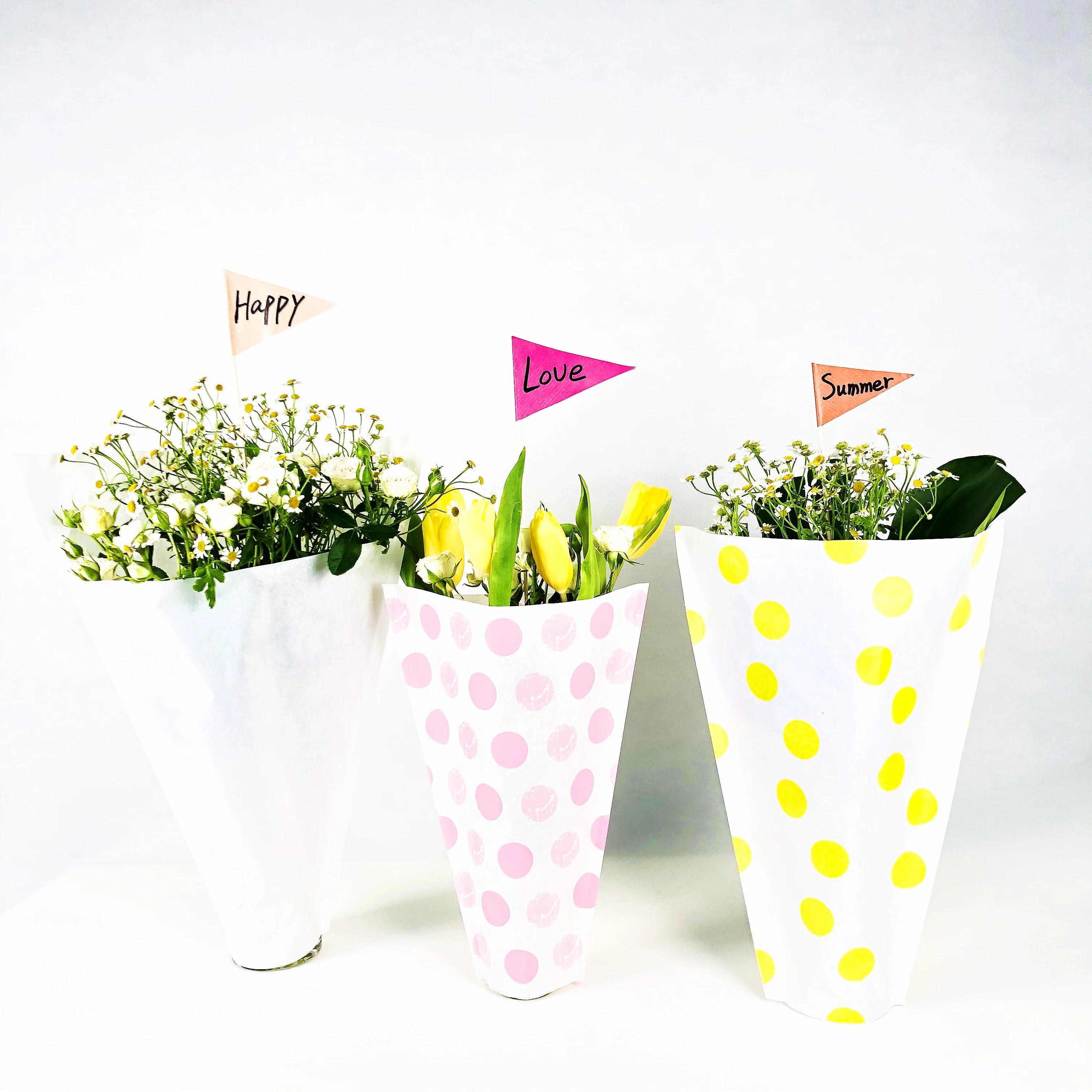 Printed Paper Tulip Bag for Flower Packing Floral Sleeve