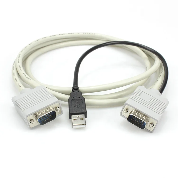 5M VGA male to male+USB KVM cable  For mt viki Switch 15 Pin VGA Cable Computer Monitor Adapter Converter Cord
