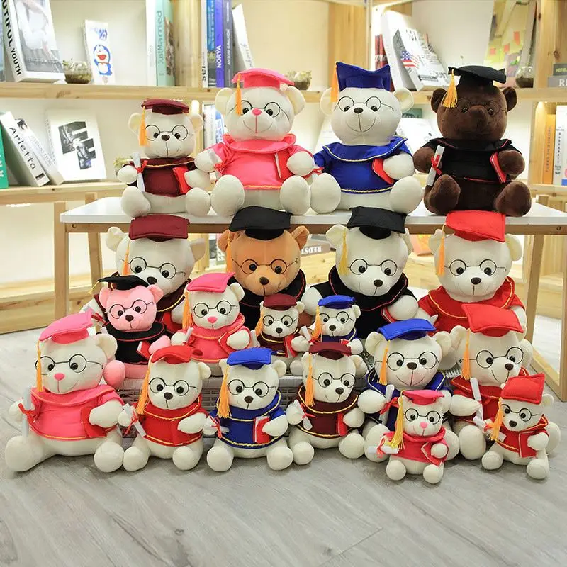 Style Free Shipping Stuffed Animal Gift Grad Graduation Bear Skin Custom Wholesale Teddy Plush Unisex Soft Toys Teddy Bear 10pcs