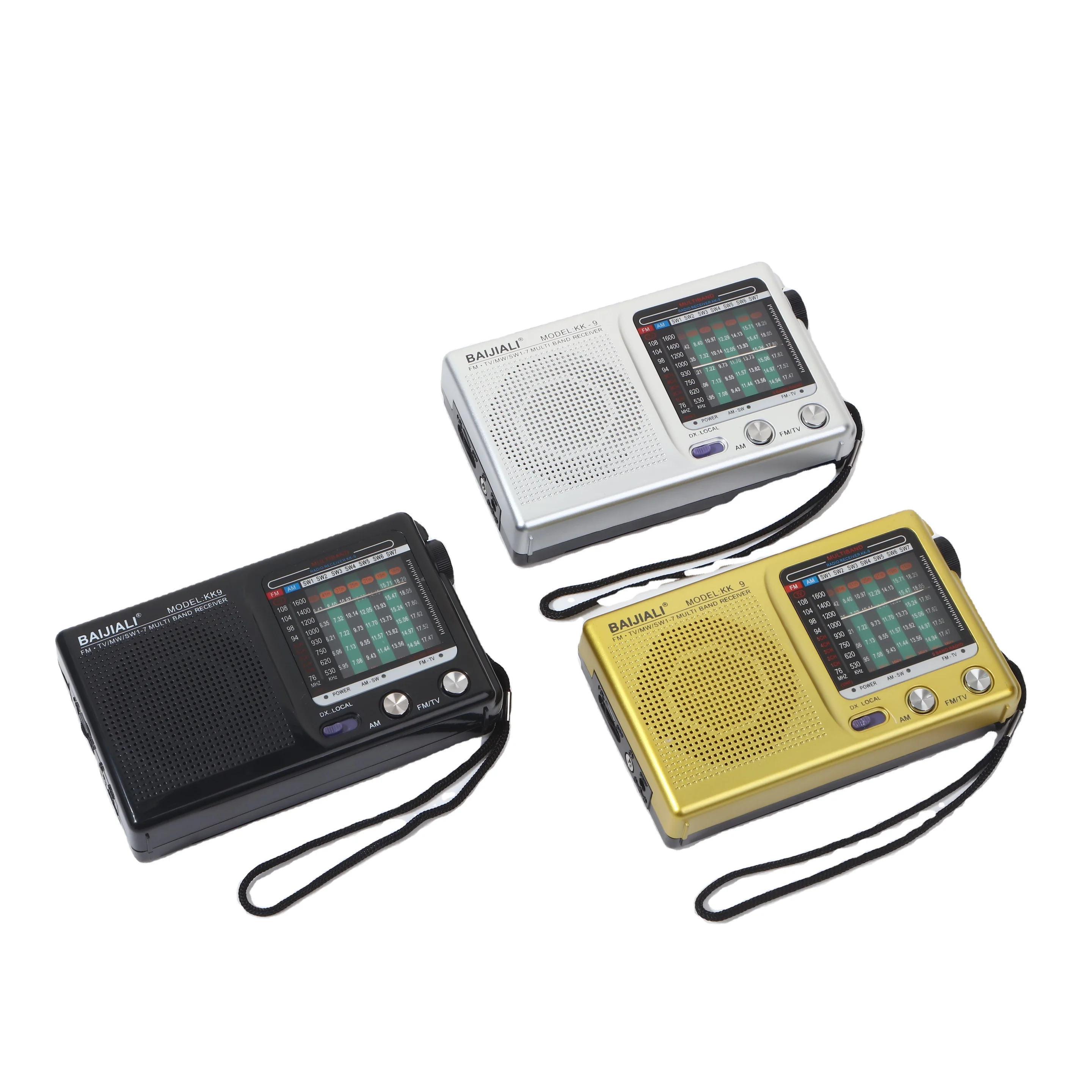 Mini Radio multibande Portable FM/AM/SW, radio KK9 FM shortwave elderly radio Full multi-band black silver gold tri-color