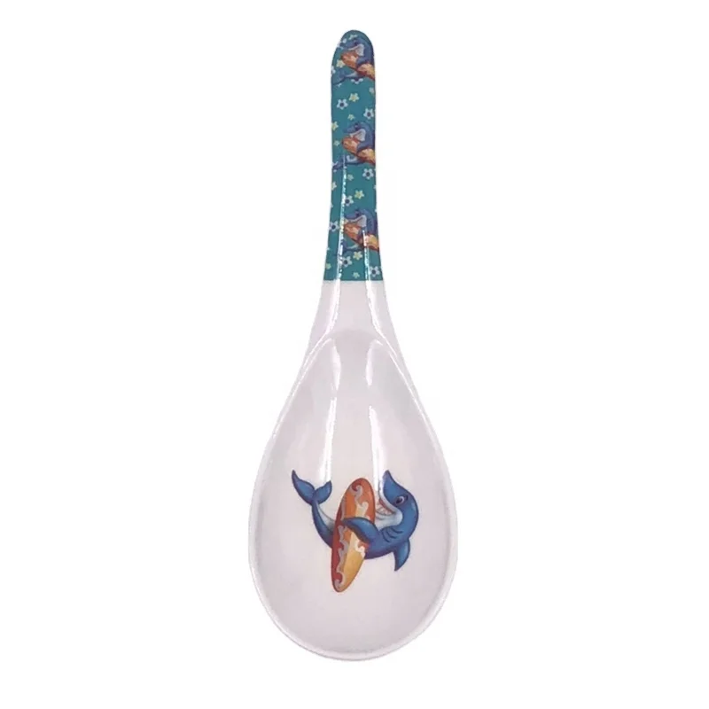 Hot sale plastic flatware melamine rice serving spoon with design