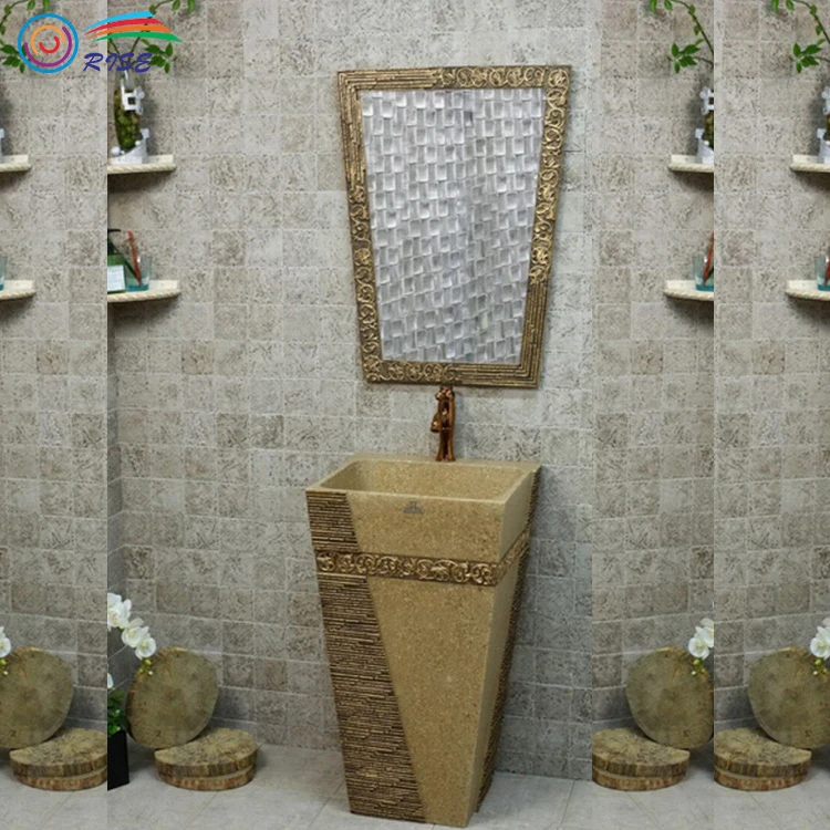 Подставка для ванной, ресторана, отеля, каменная раковина, стоячая раковина с зеркалом
