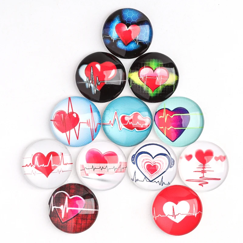 
Beauty Pink Heart Love 8mm/10mm/12mm/18mm/20mm/25mm Round photo glass cabochon demo flat back for Diy Making findings 
