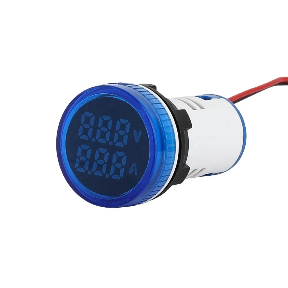 NIN 22mm round blue mini led digital voltmeter ammeter