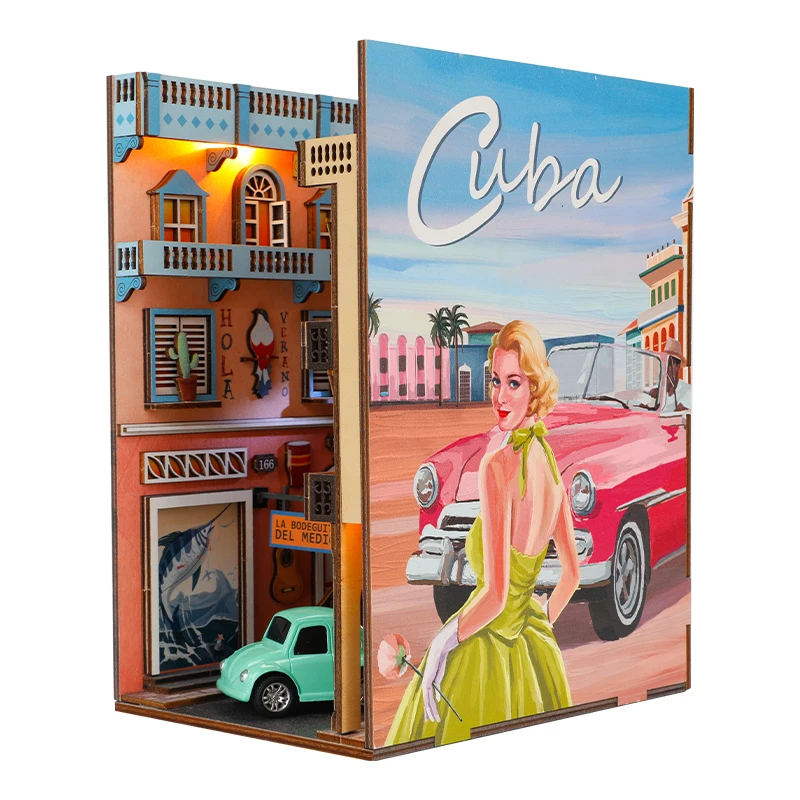 Havana Stroll Diy Diorama 3d Puzzle Wood Craft Book Nook Christmas Gift For Girls