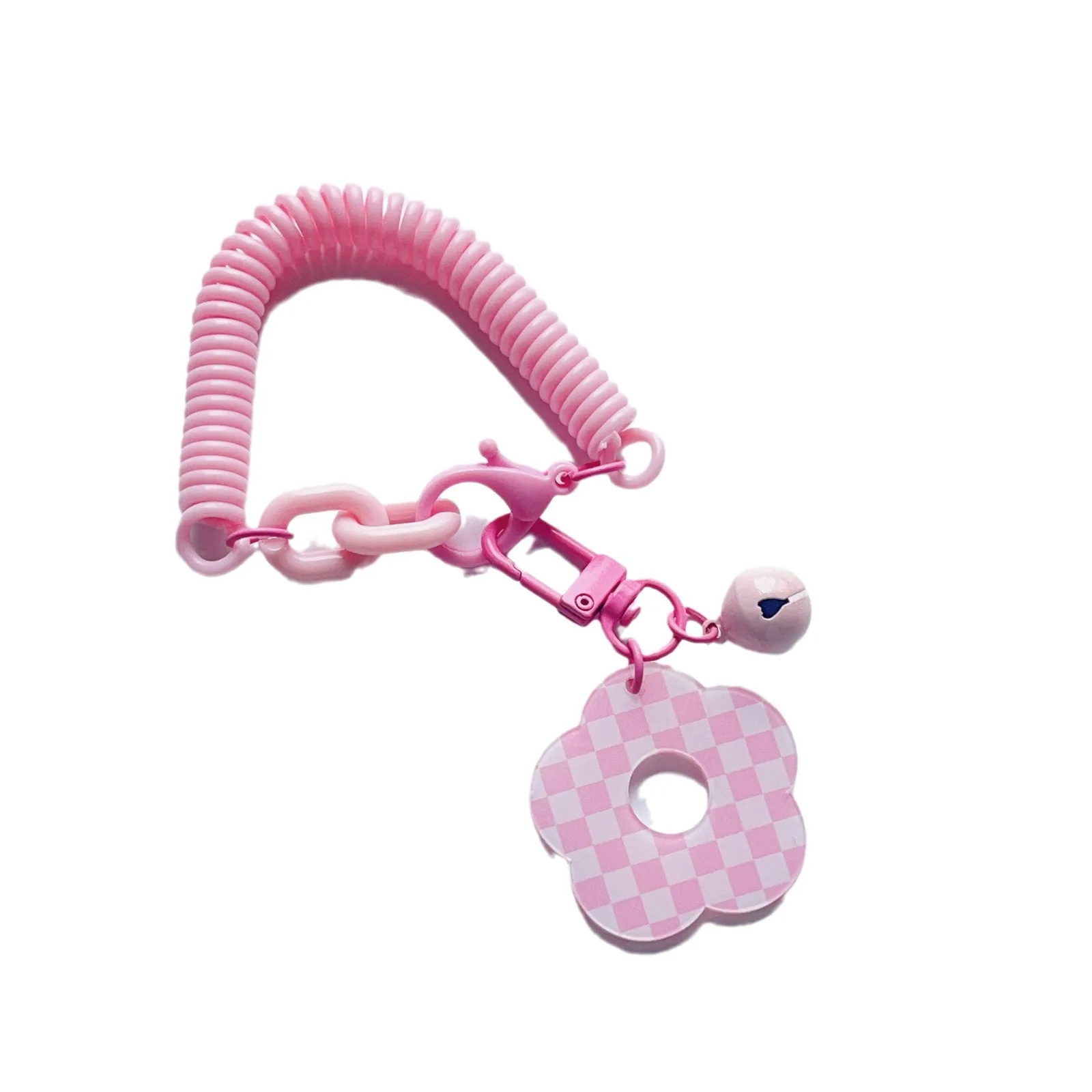2024 Acrylic Gingham Check Spring Rope Key Chain 3D Keyring  For Kids Gifts Vending Machine Acrylic Plaid Key Rings