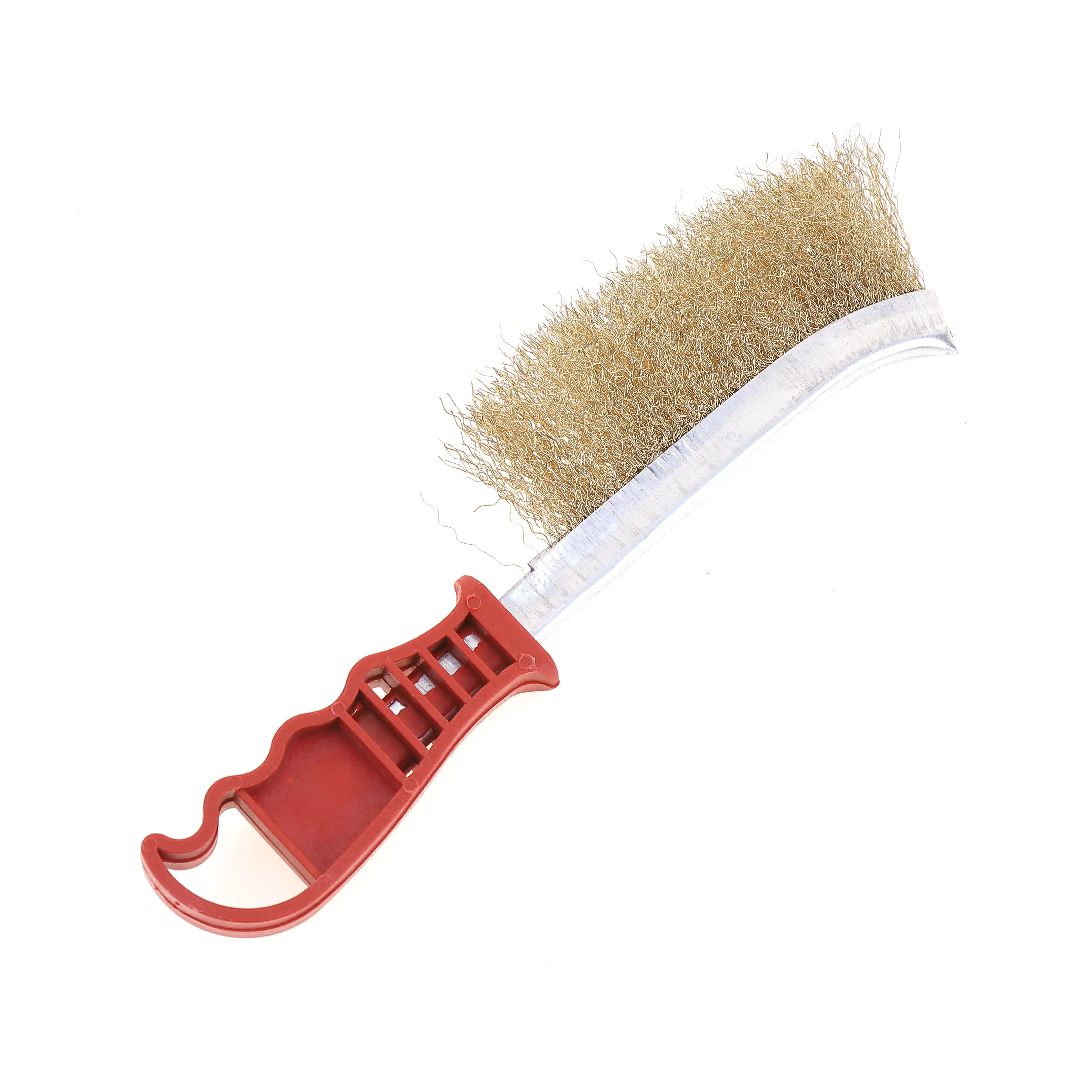 Abrasive Brass Coated Steel Knife Carpet Cleaning Flat Industrial Brass Wire Brushes 75Mm